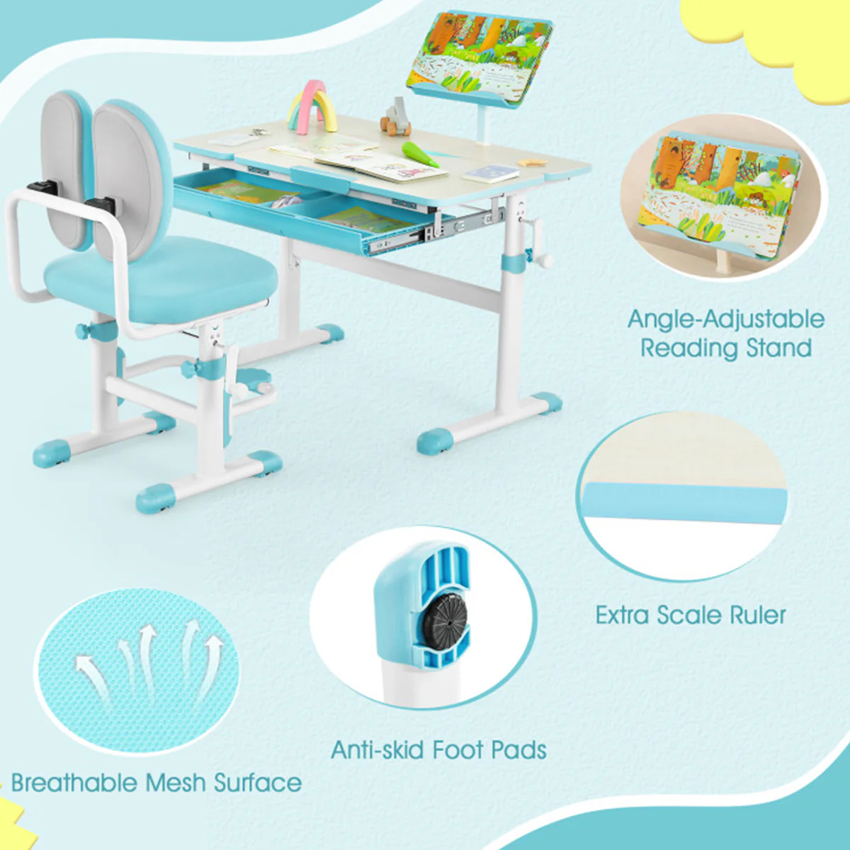 Height-Adjustable Kids Desk and Chair Set - Image 7