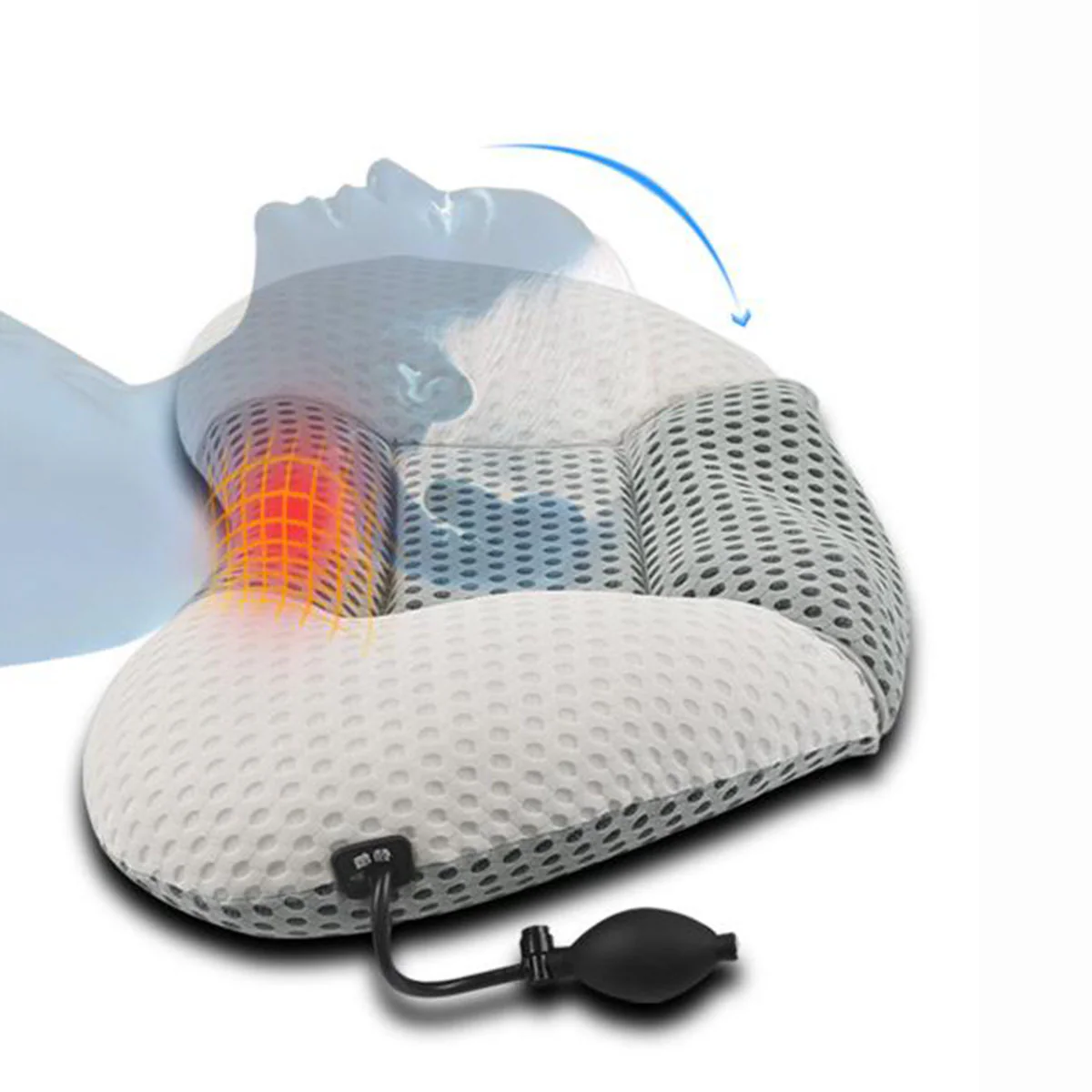 Height Adjusting Massage Pillow with Heat - Image 2