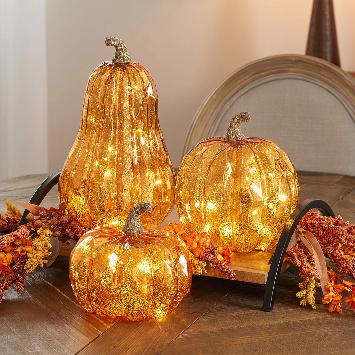 Illuminated Fall Gourd Set (Set of 3)