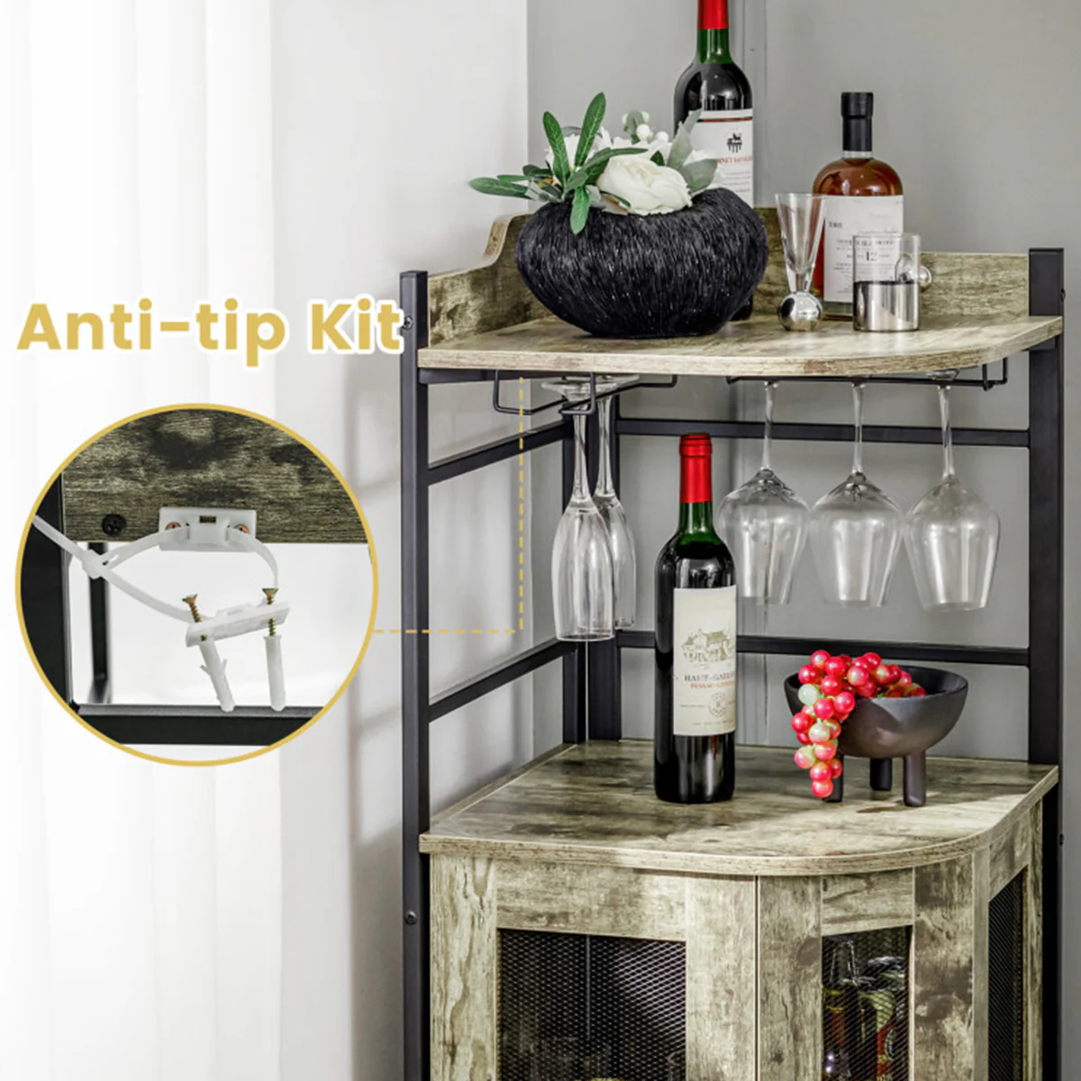 Industrial Corner Bar Cabinet - Image 11