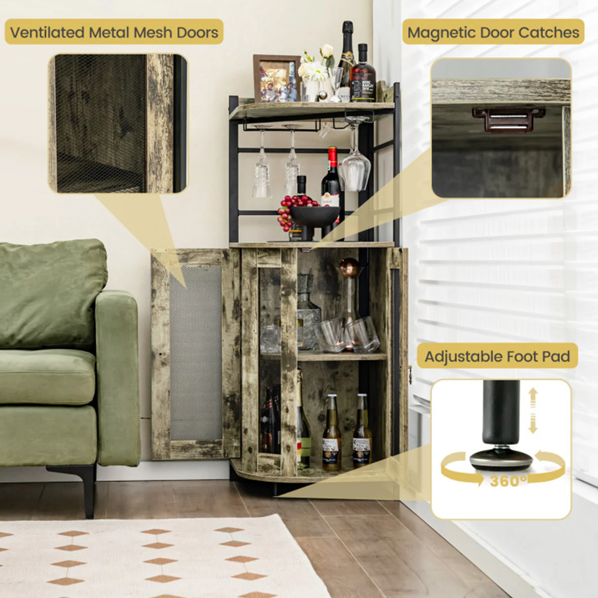 Industrial Corner Bar Cabinet - Image 12
