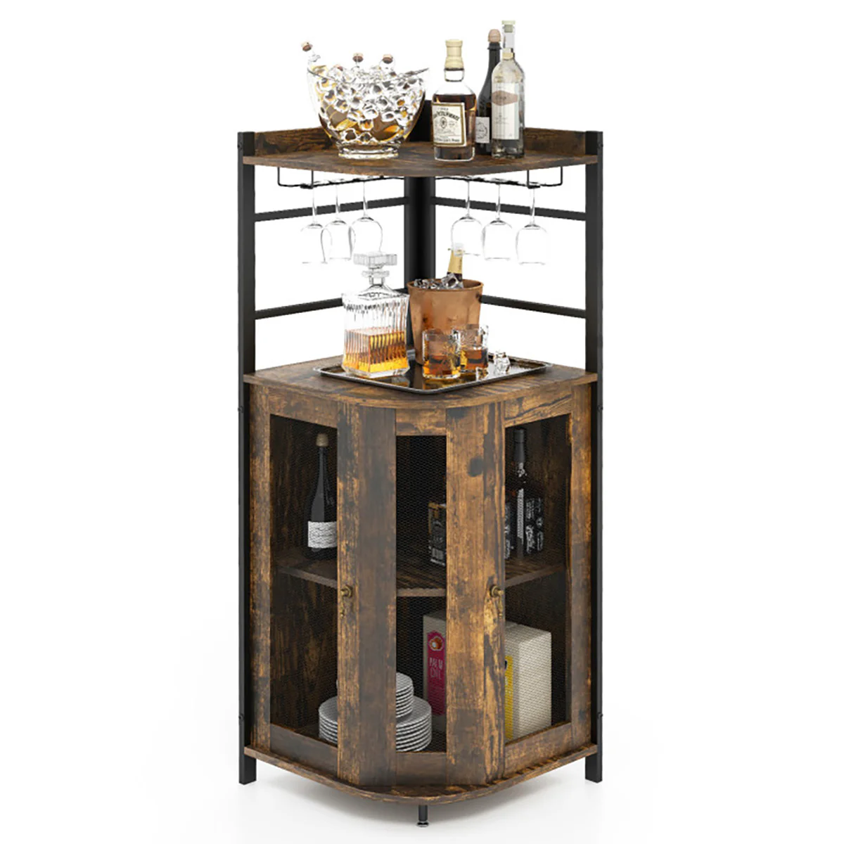 Industrial Corner Bar Cabinet - Image 2