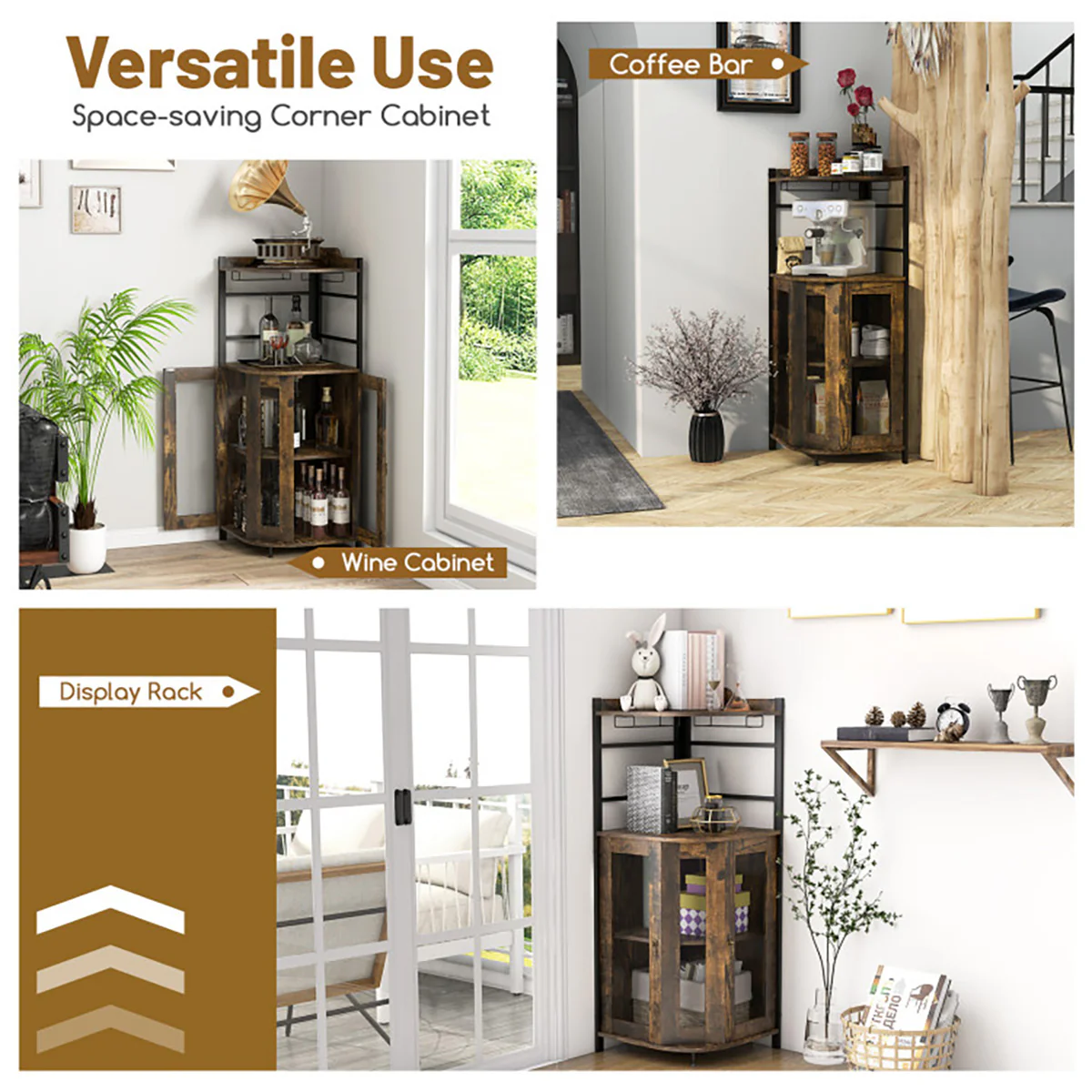 Industrial Corner Bar Cabinet - Image 3