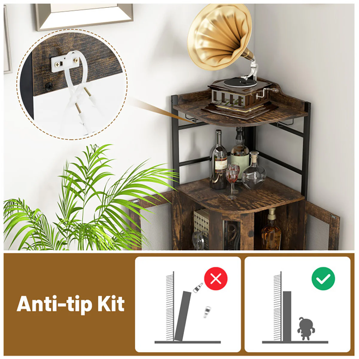 Industrial Corner Bar Cabinet - Image 4