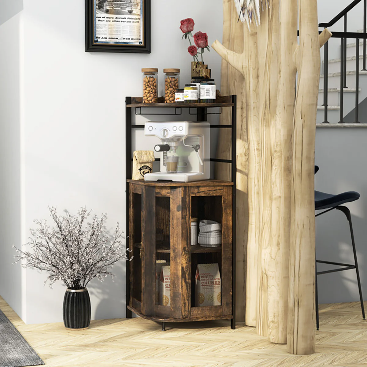 Industrial Corner Bar Cabinet - Image 8