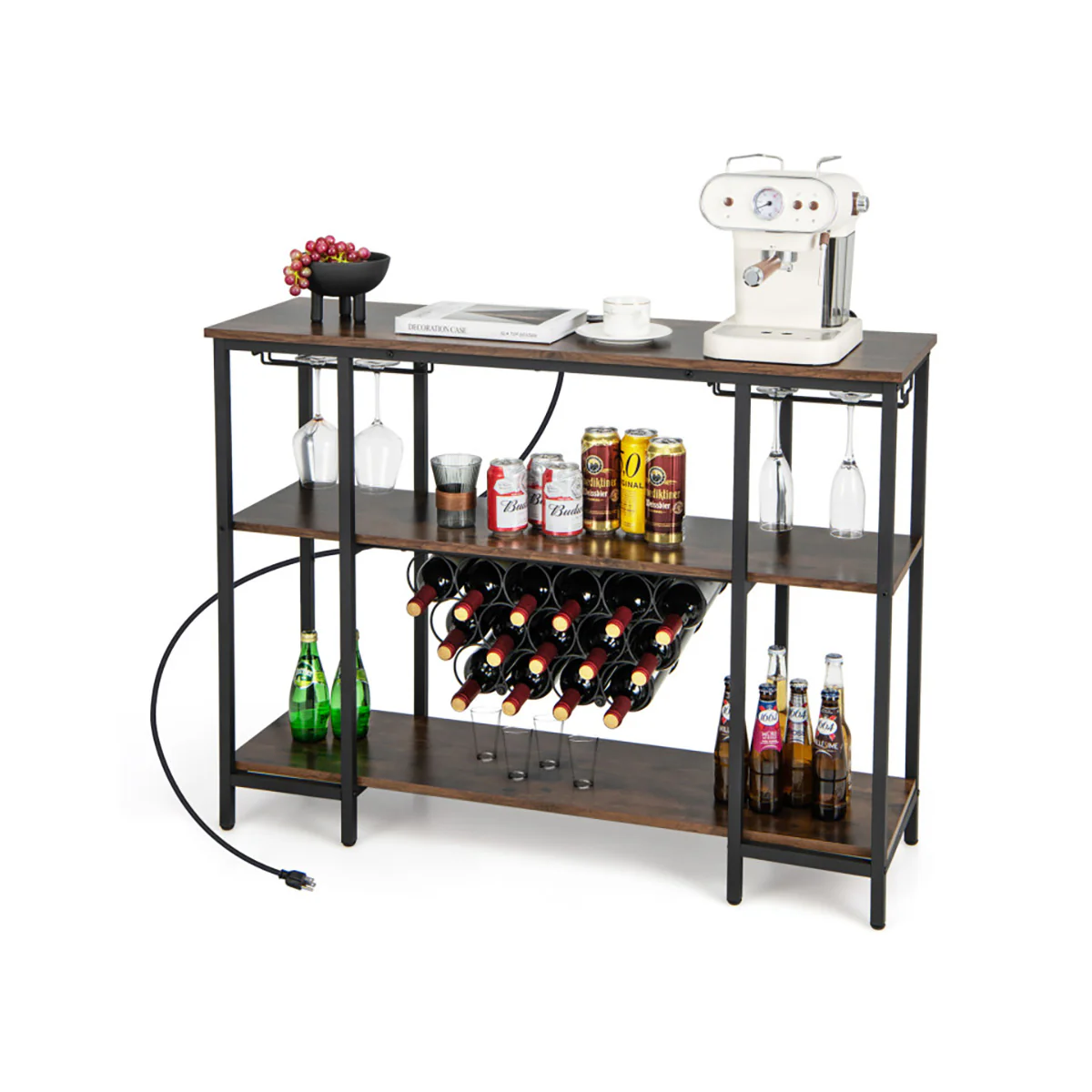 Industrial Wine Rack with Storage Shelves - Image 2