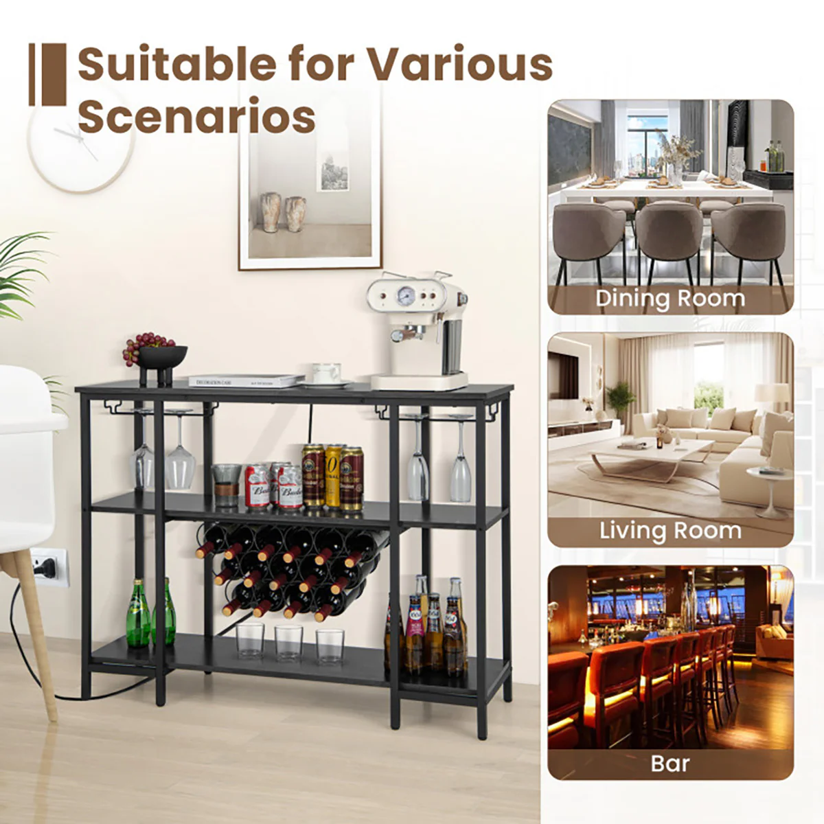 Industrial Wine Rack with Storage Shelves - Image 5