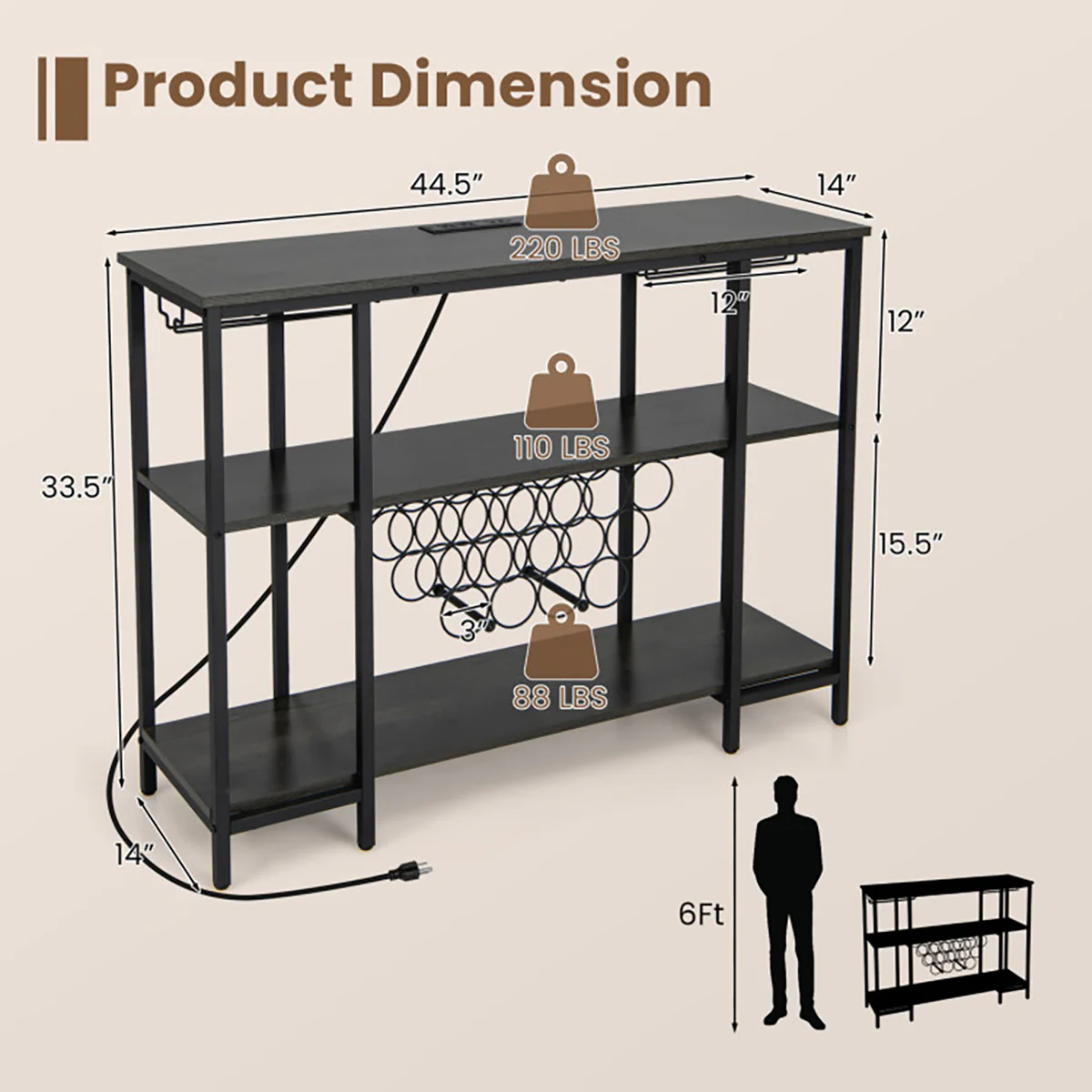 Industrial Wine Rack with Storage Shelves - Image 8