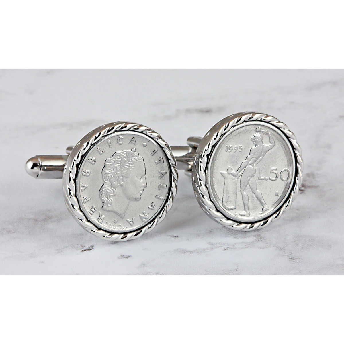Italian 50 Lire Coin Cufflinks