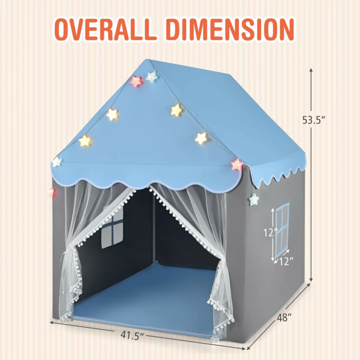 Kids Playhouse Tent with Star String Lights - Image 10