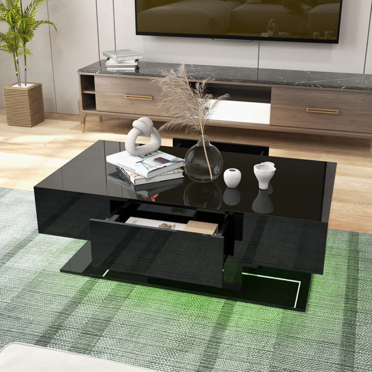 LED Coffee Table with Storage Drawers - Image 19