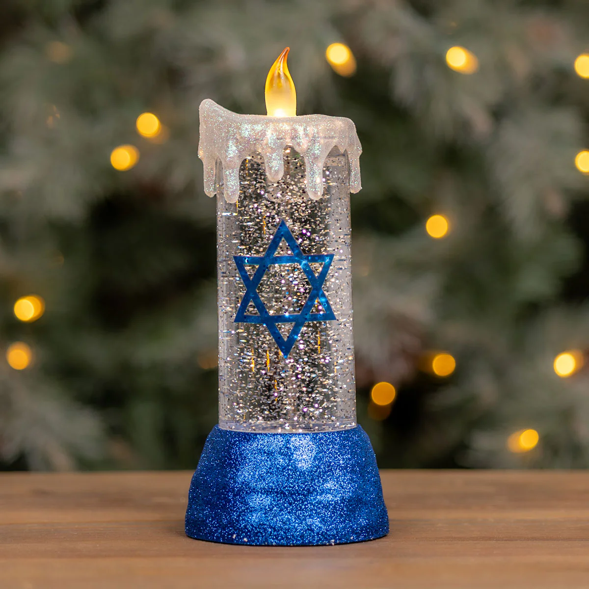 LED Hanukkah Candle Snow Globe - Image 2