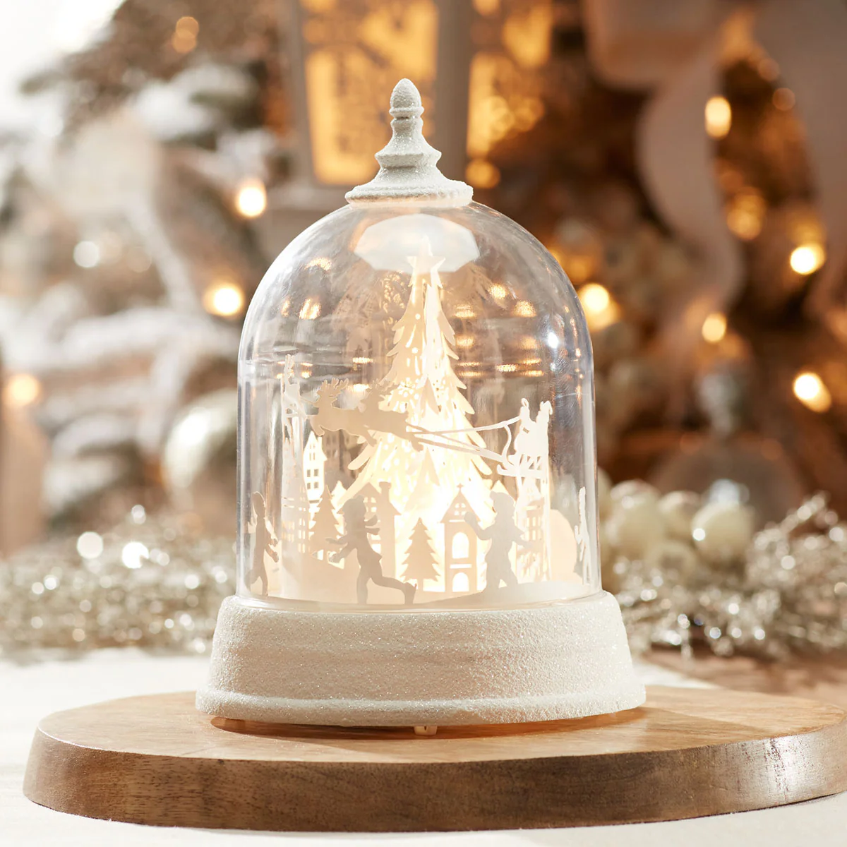LED Rotating Santa's Sleigh Globe