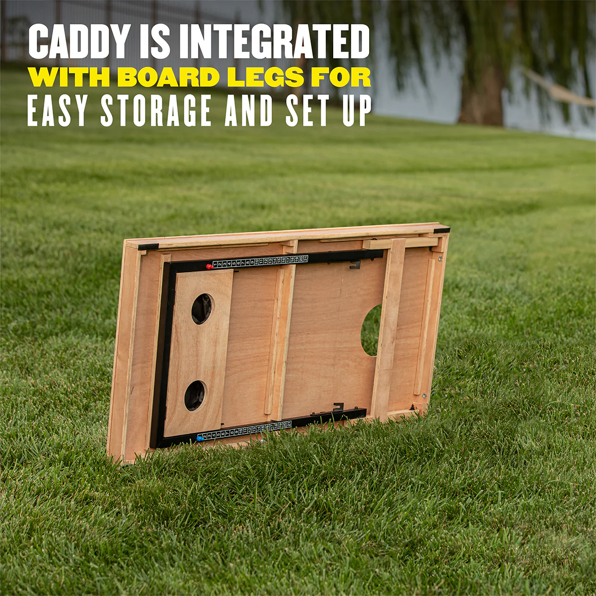 LED Wood Cornhole Set with Integrated Caddy - Image 14