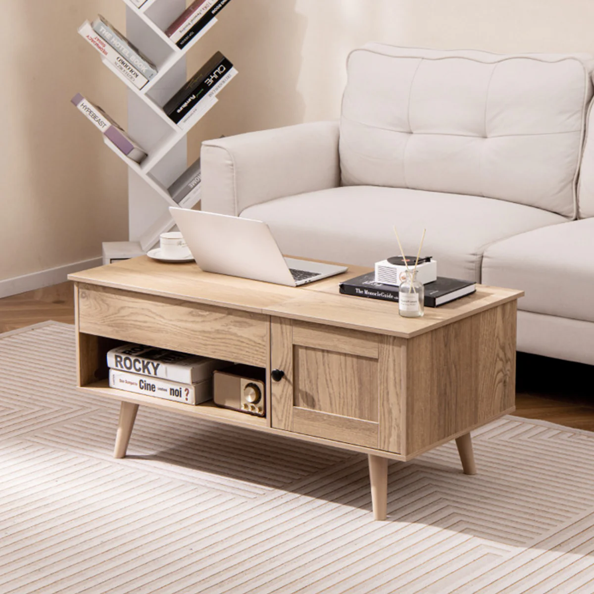 Lift Top Coffee Table with Hidden Storage Compartment - Image 12