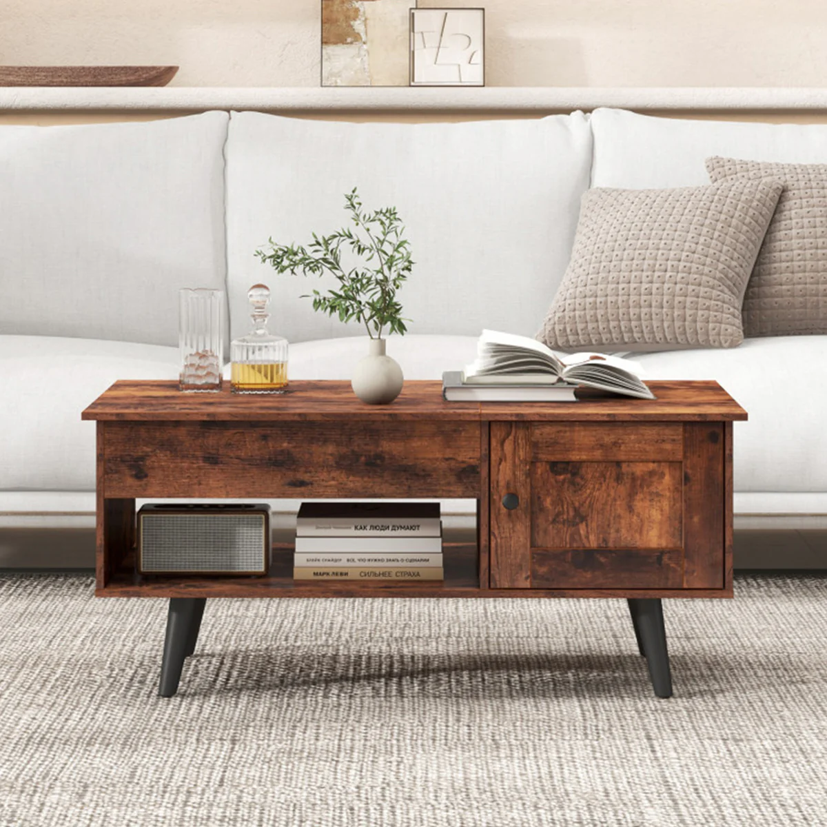 Lift Top Coffee Table with Hidden Storage Compartment - Image 16