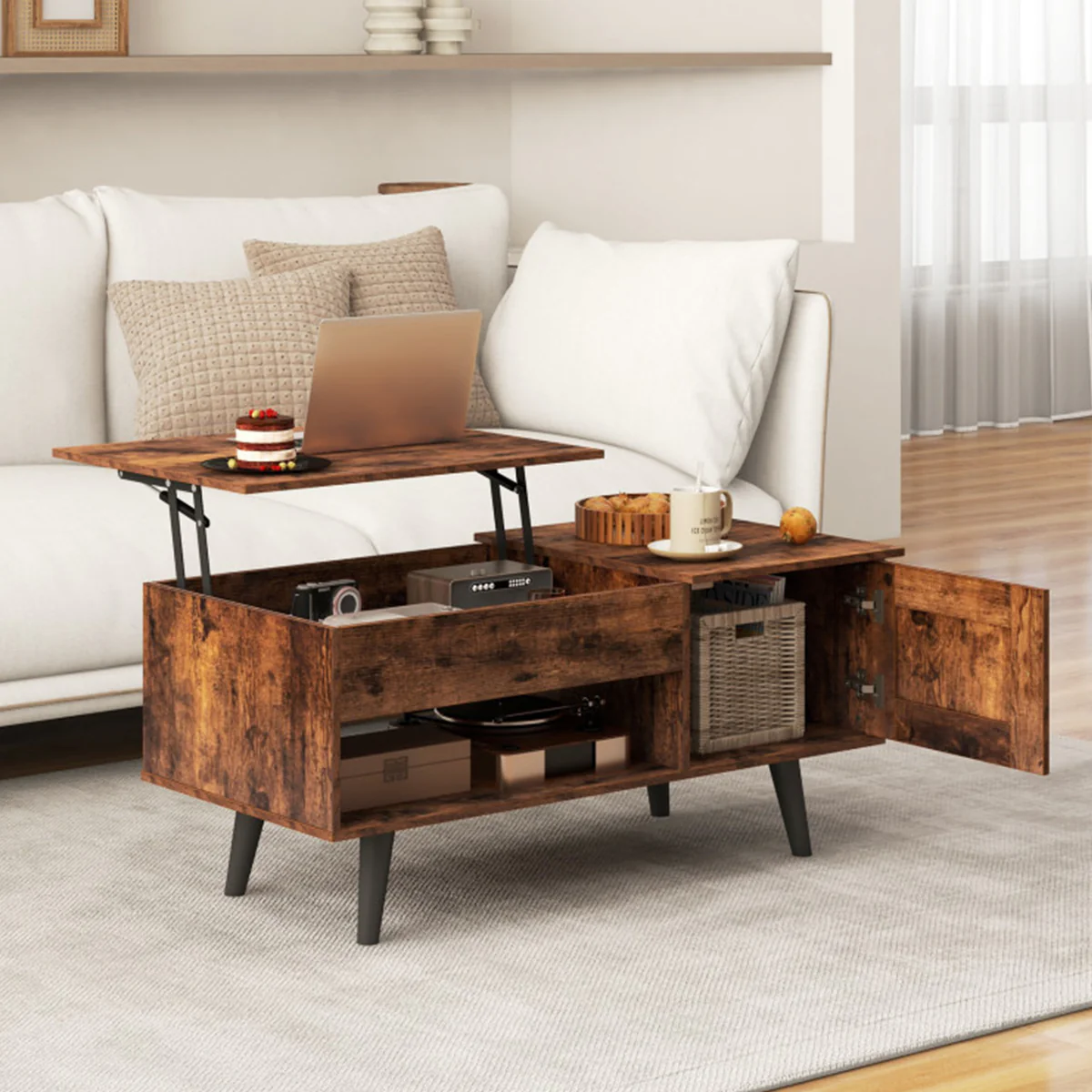Lift Top Coffee Table with Hidden Storage Compartment - Image 20