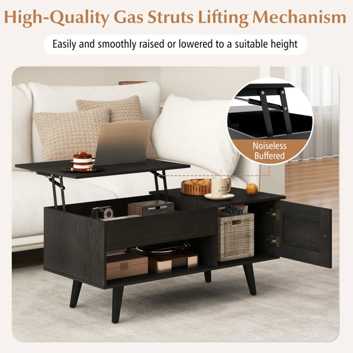 Lift Top Coffee Table with Hidden Storage Compartment - Image 25