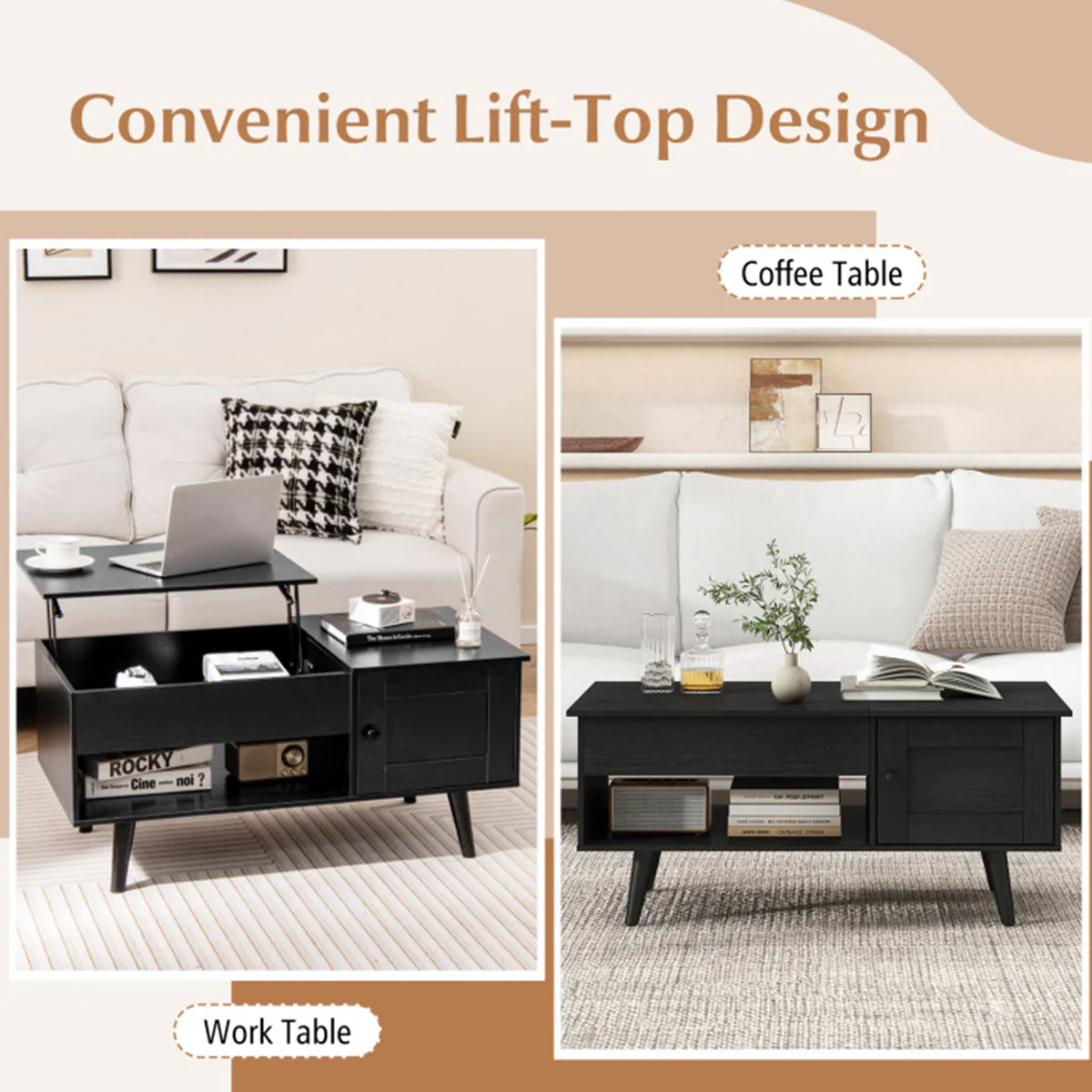Lift Top Coffee Table with Hidden Storage Compartment - Image 26