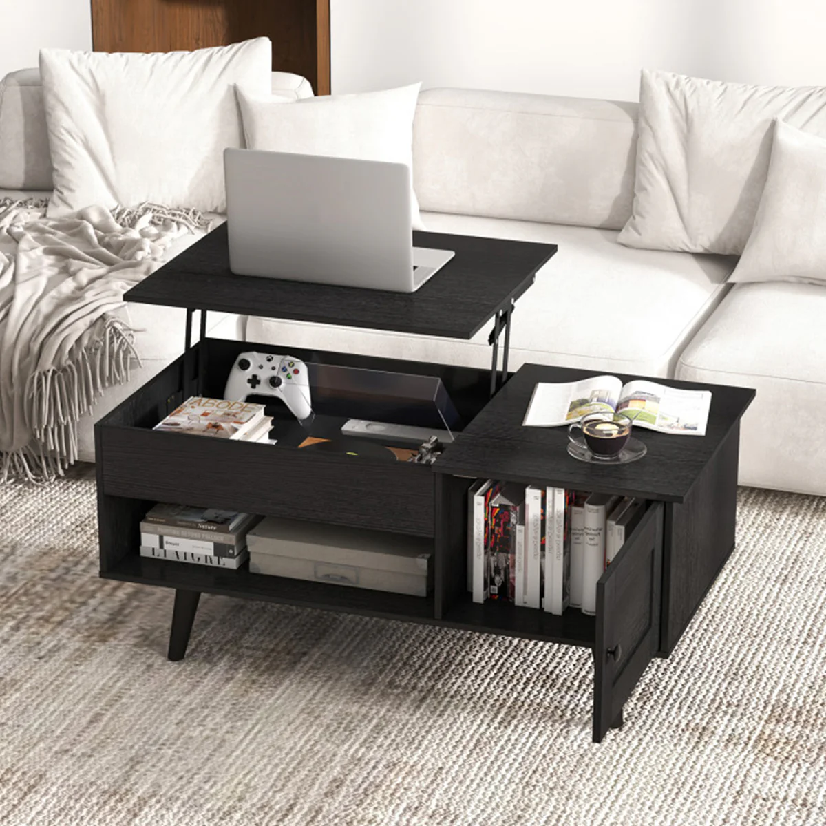 Lift Top Coffee Table with Hidden Storage Compartment - Image 30