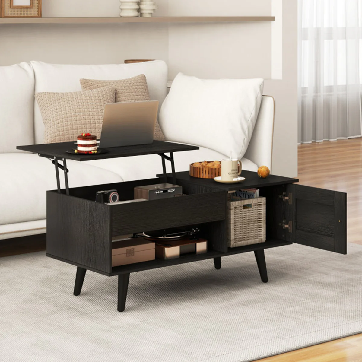 Lift Top Coffee Table with Hidden Storage Compartment - Image 32