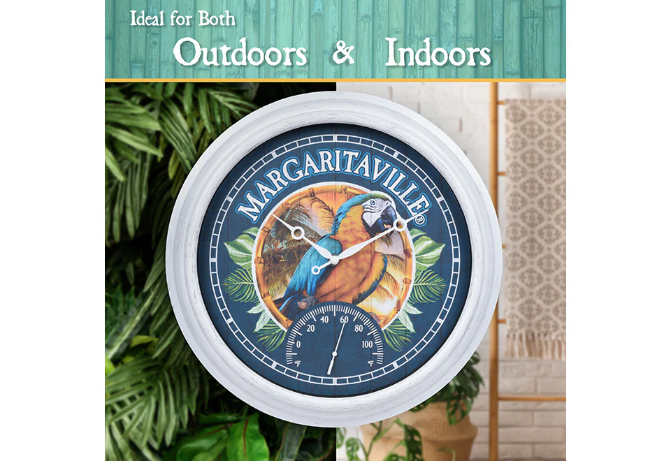 Margaritaville Indoor/Outdoor Wall Clock with Temperature - Image 3
