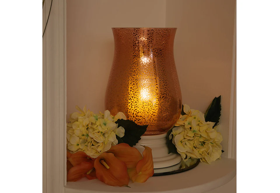 Mercury Glass Hurricane with Flameless Wax Candle - Image 6