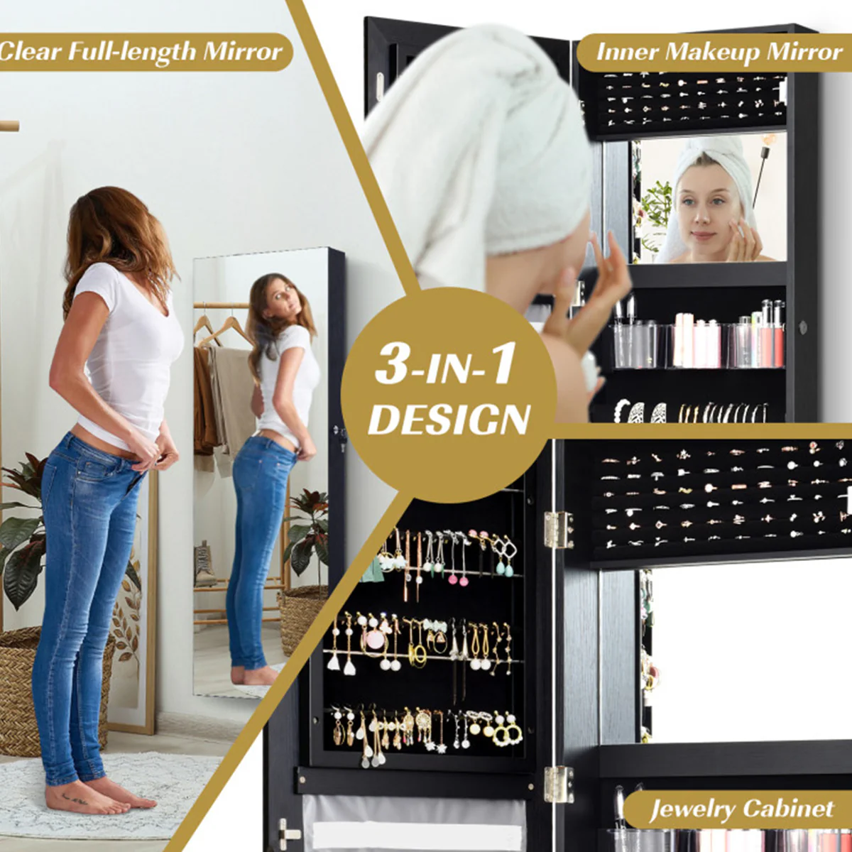 Mirrored Jewelry Cabinet Organizer - Image 3