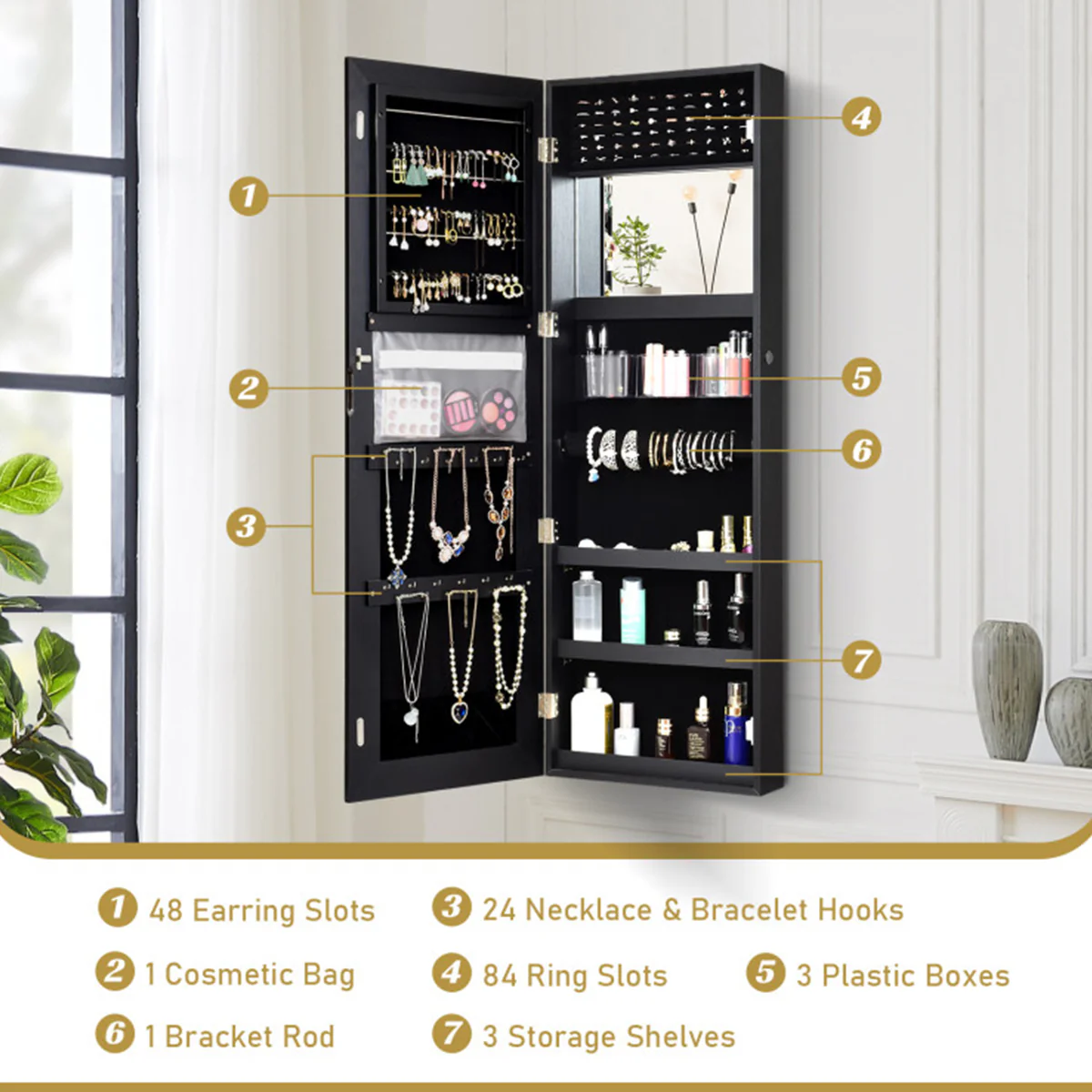 Mirrored Jewelry Cabinet Organizer - Image 5