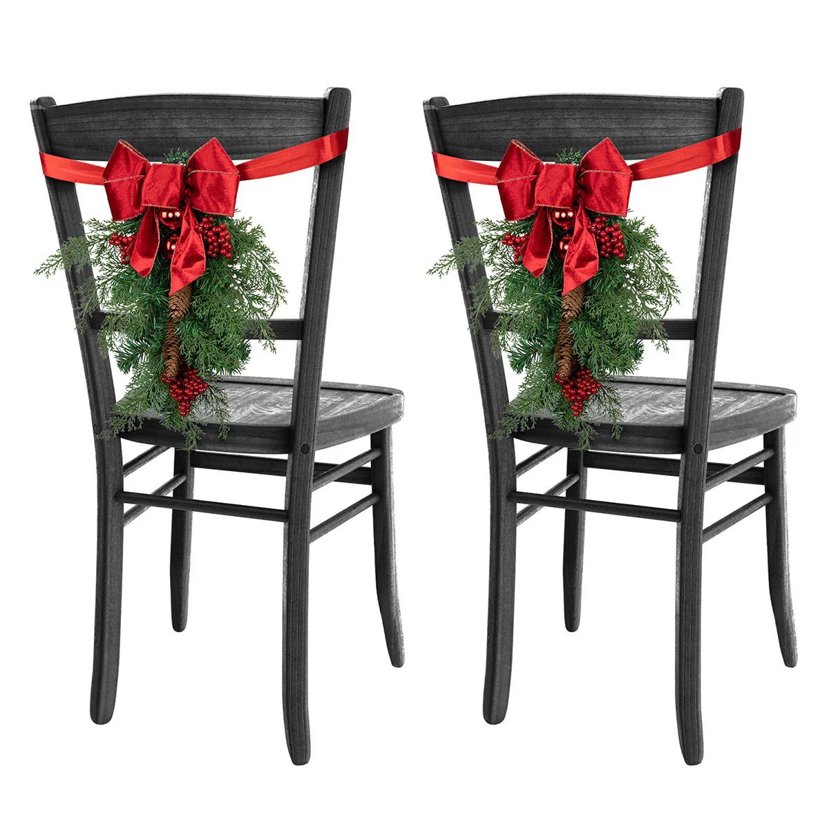 Mixed Cedar and Pine Christmas Chair Back Swags (Set of 2) - Image 3