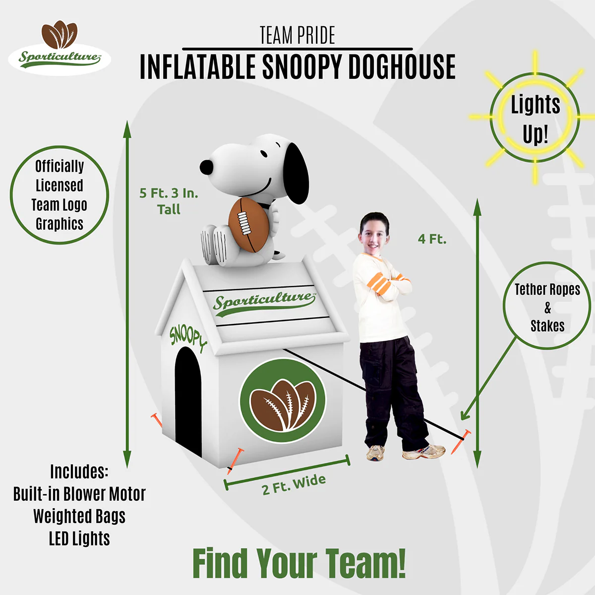 NCAA Inflatable Snoopy™ Doghouse - Image 3
