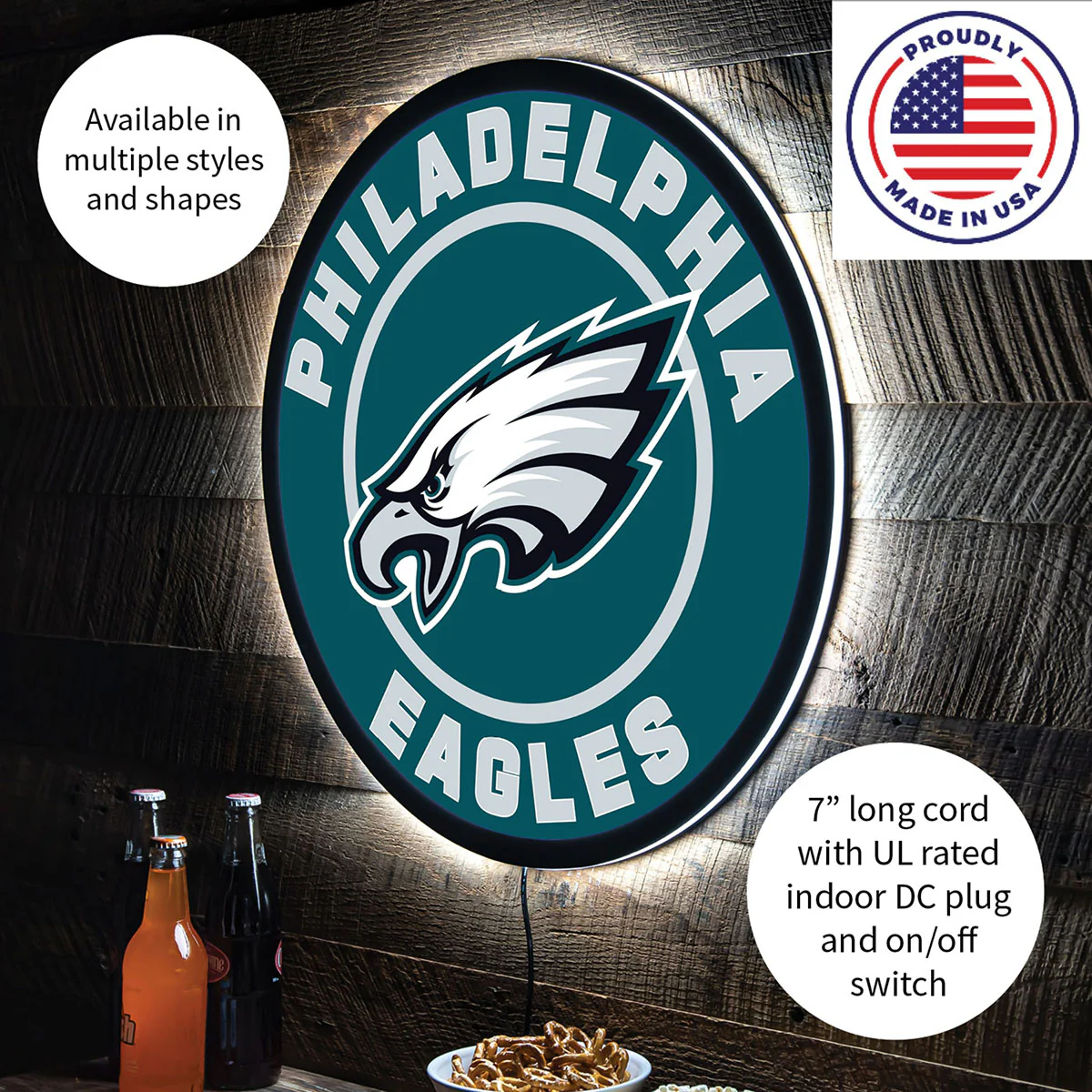 NFL Backlit Full Edge Round Wall Sign - Image 88