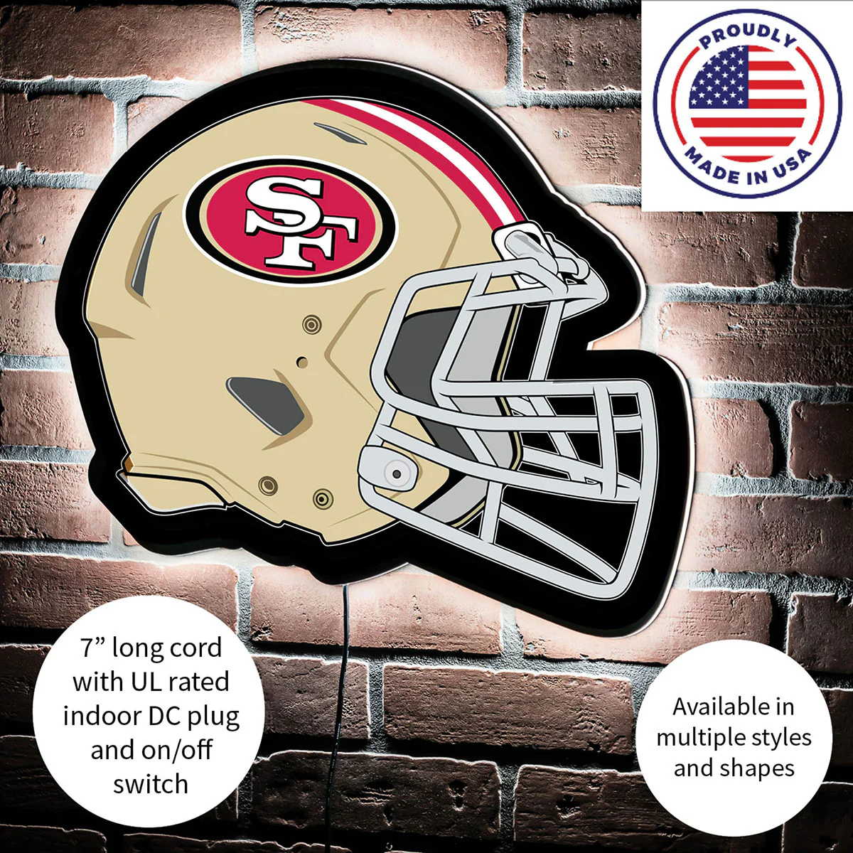 NFL Backlit Helmet Wall Sign - Image 90