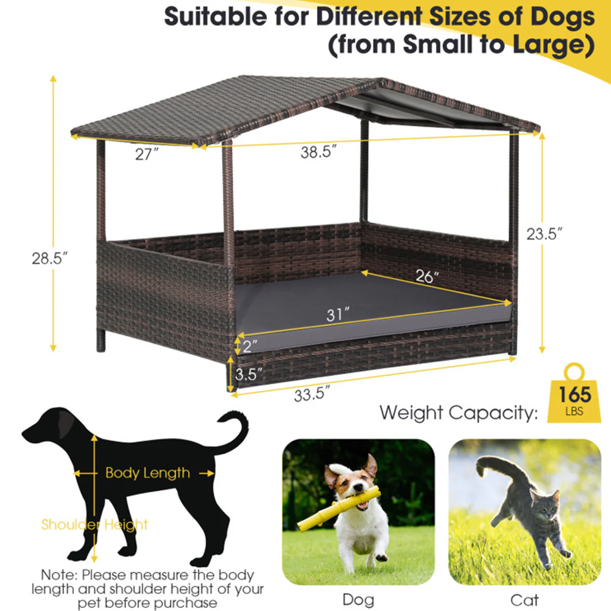 Outdoor Wicker Dog House with Weatherproof Roof - Image 10