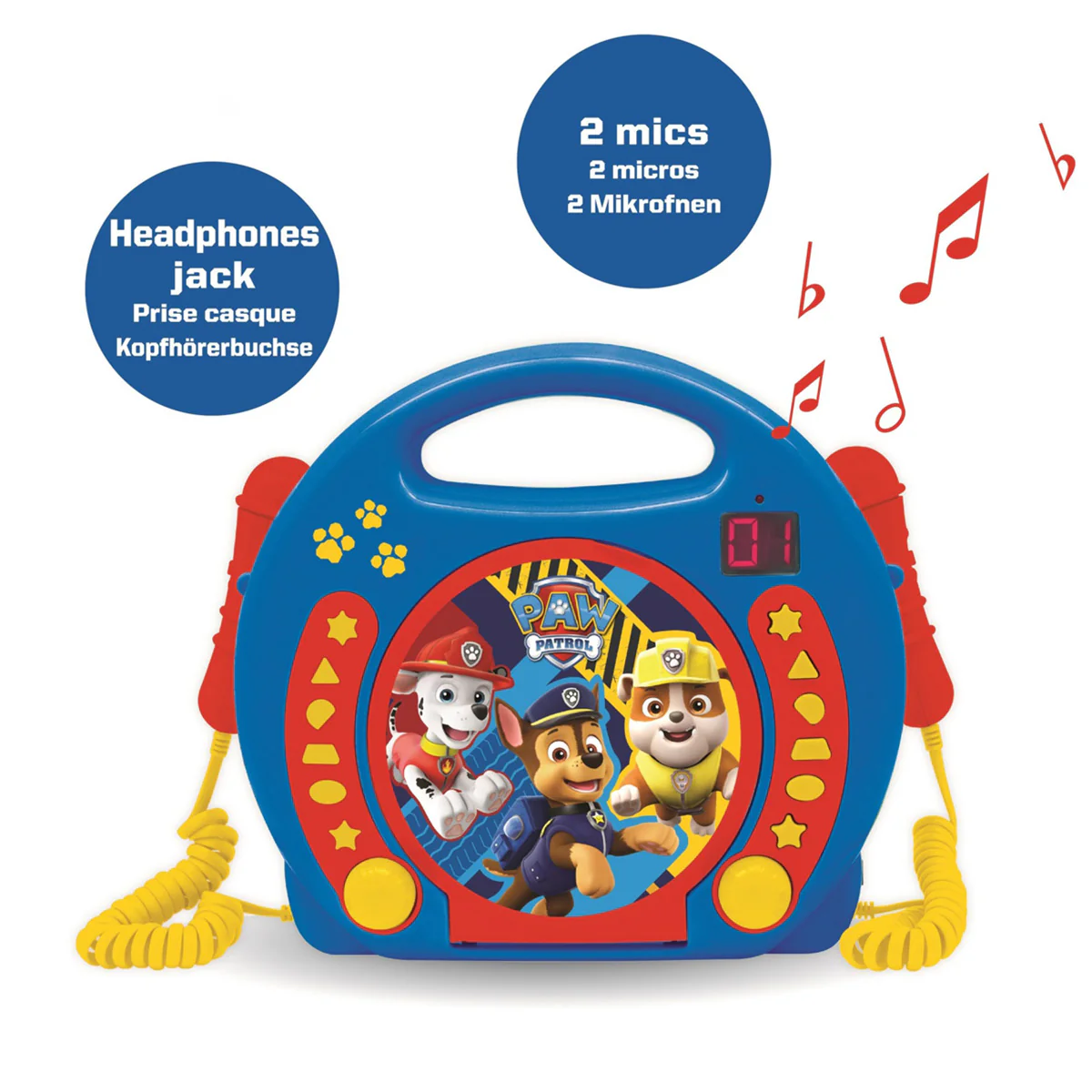 PAW Patrol Portable CD Player with 2 Sing Along Microphones - Image 3