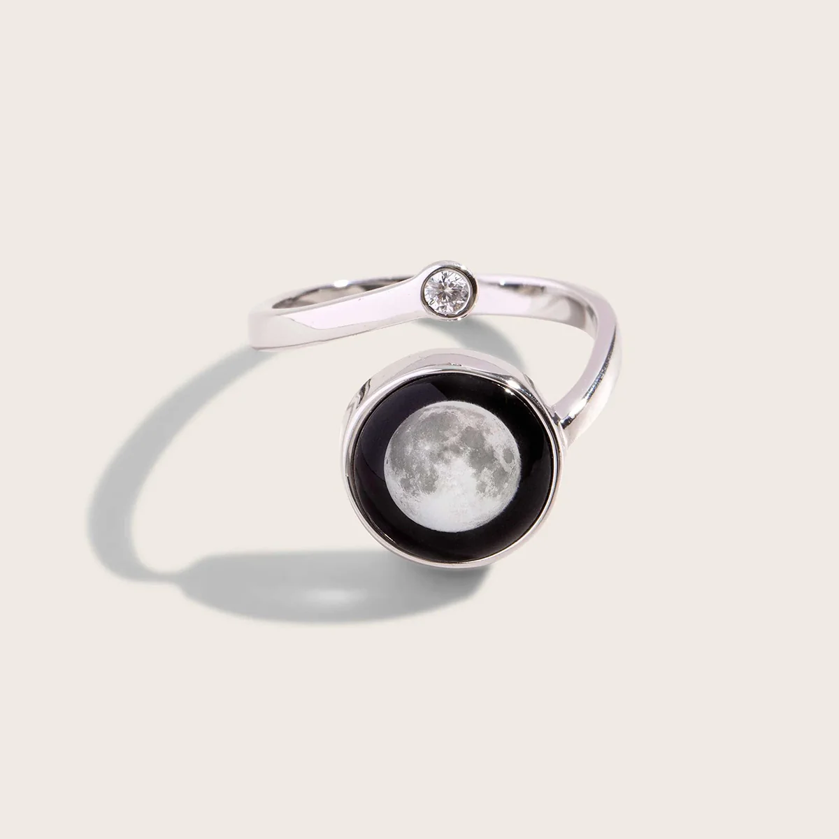 Personalized Choose Your Moon Phase Cosmic Spiral Ring - Image 2