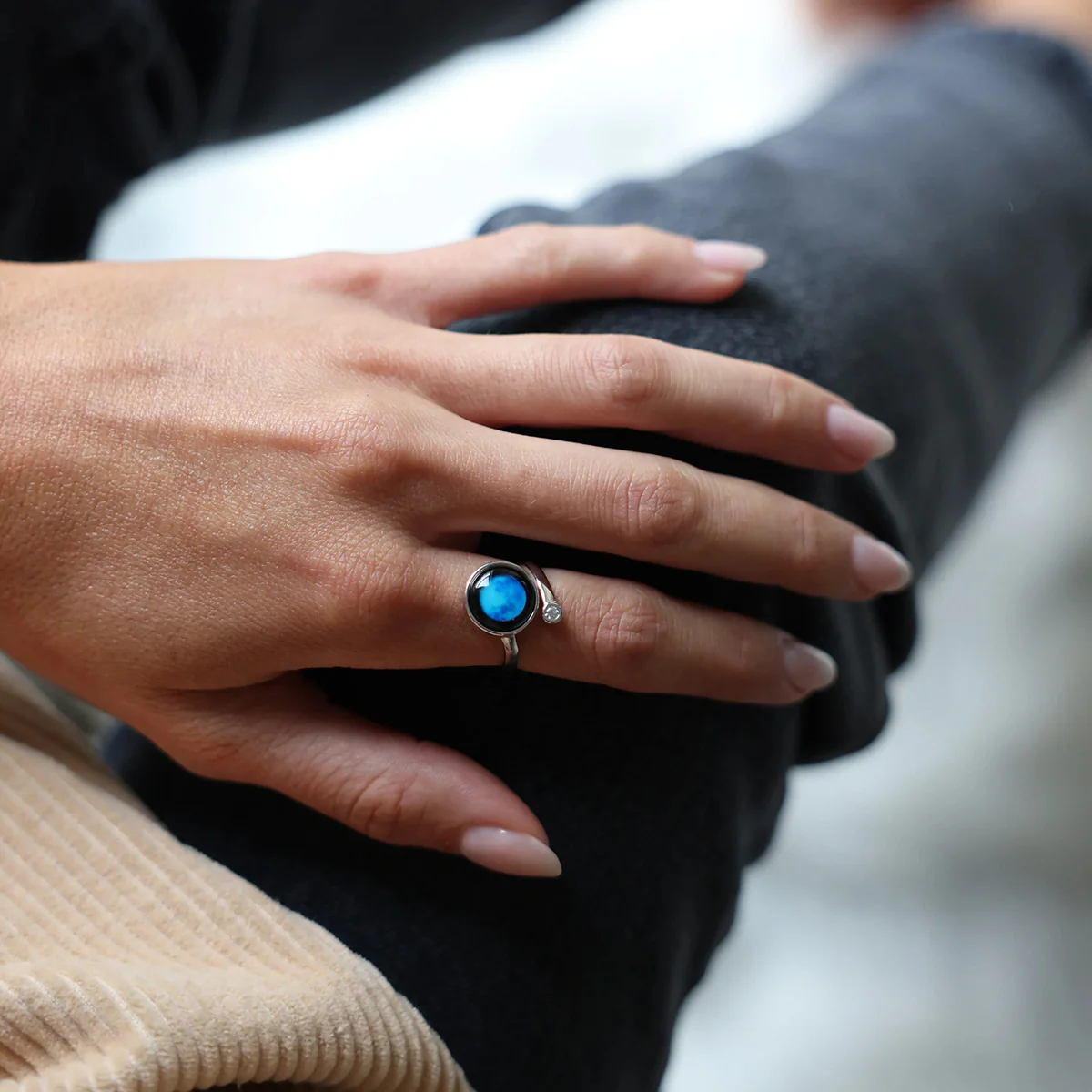 Personalized Choose Your Moon Phase Cosmic Spiral Ring - Image 5