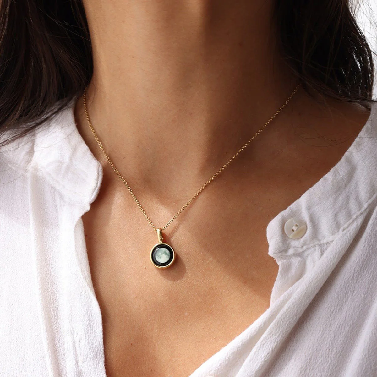 Personalized Choose Your Moon Phase Sky Light Necklace
