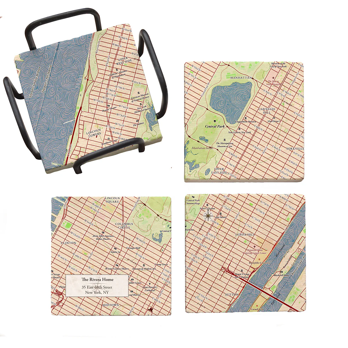 Personalized Marble Map Coaster Set - Image 5
