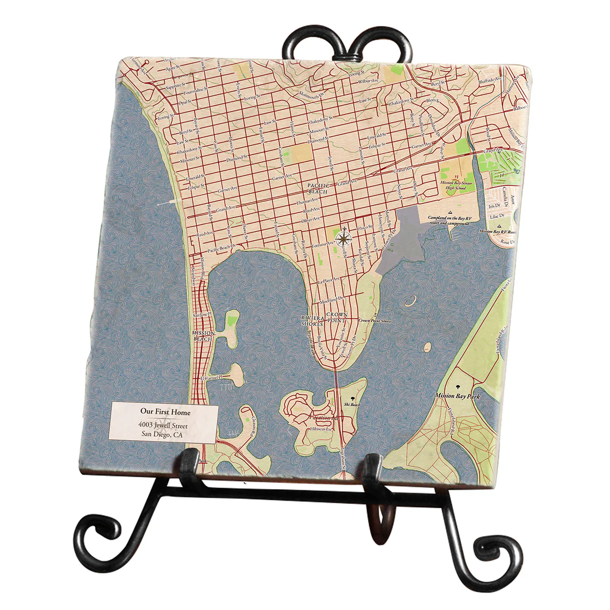 Personalized Marble Map Trivet with Easel - Image 3