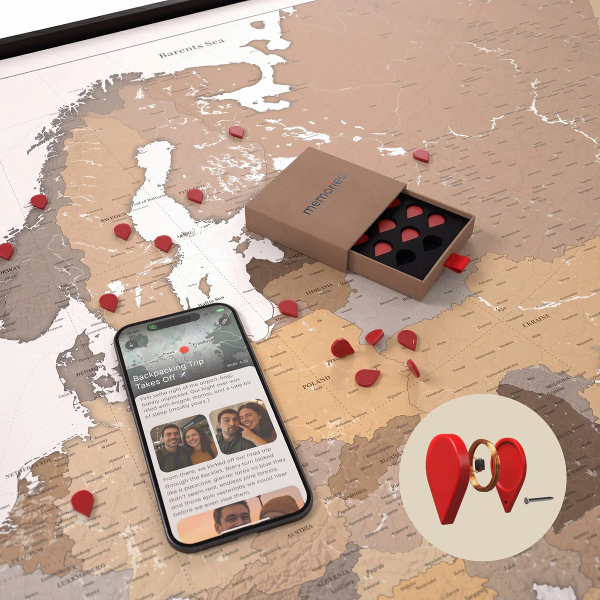 Pin and Remember Photo-Linked World Map with Pins - Image 2