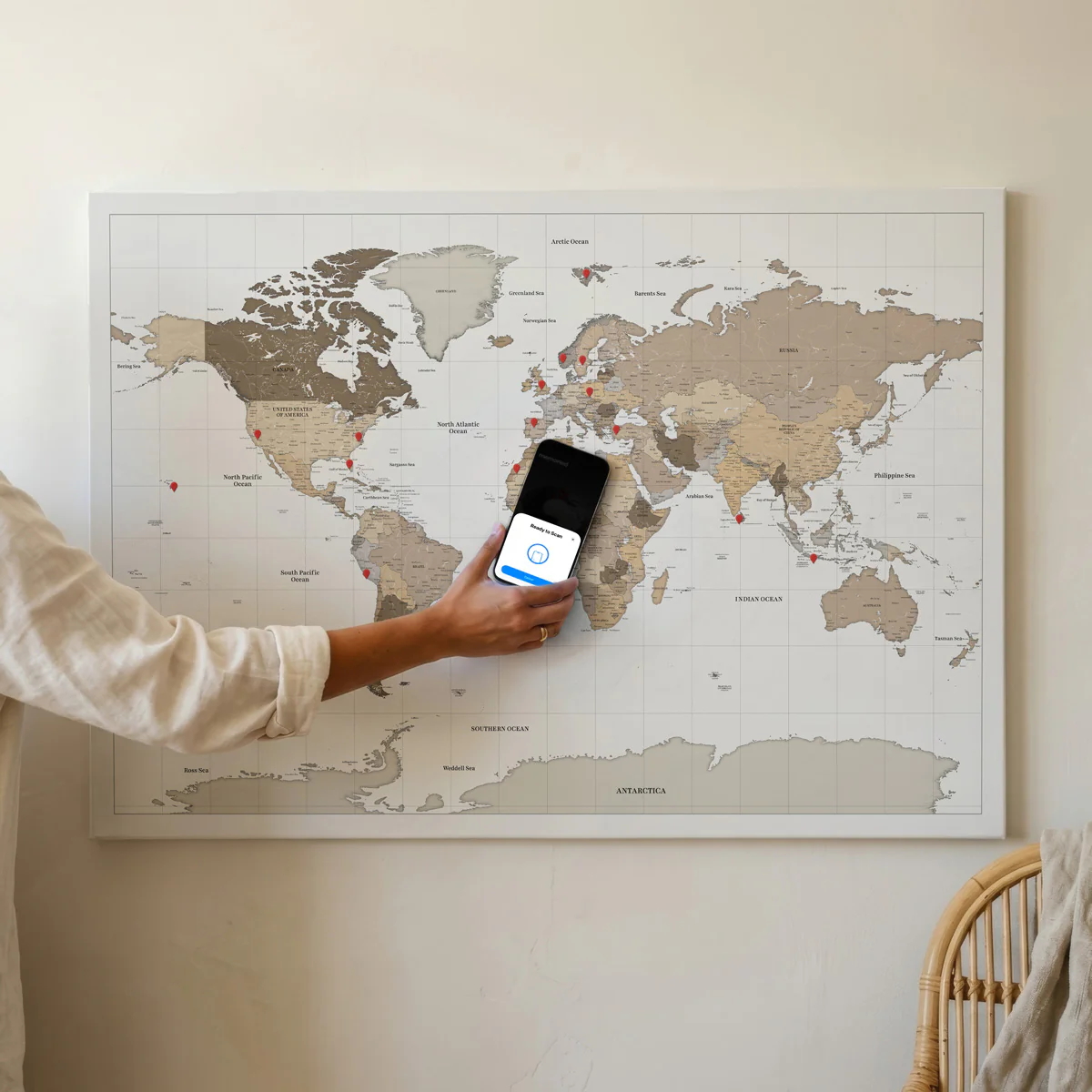 Pin and Remember Photo-Linked World Map with Pins - Image 9