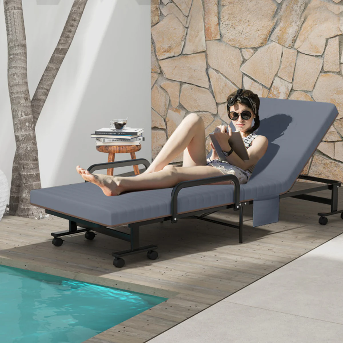Portable Adjustable Guest Single Bed Twin Mattress
