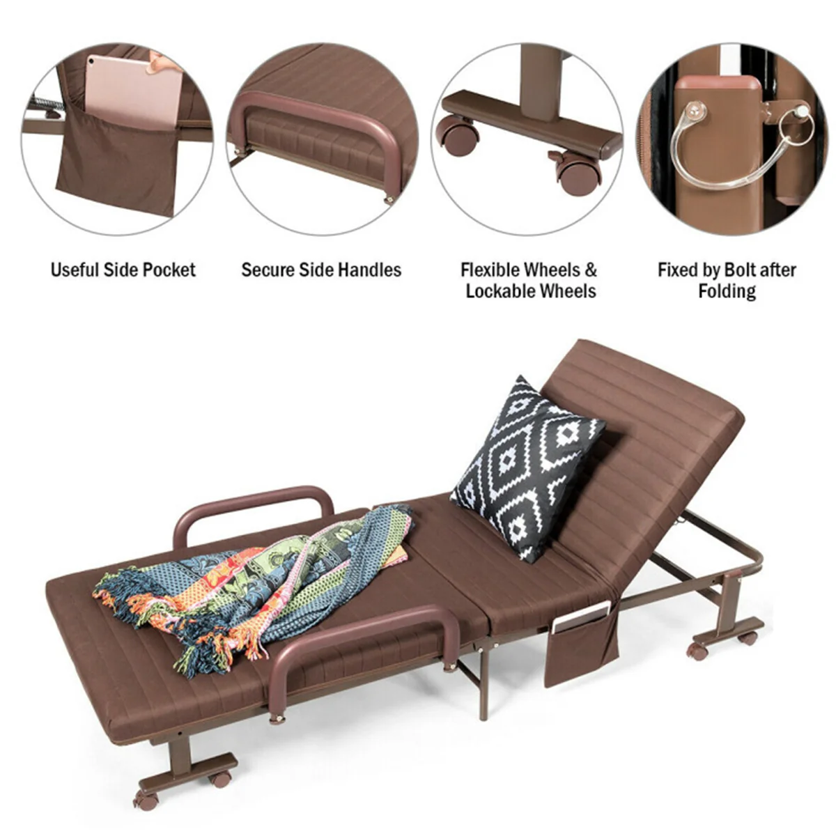 Portable Adjustable Guest Single Bed Twin Mattress - Image 25