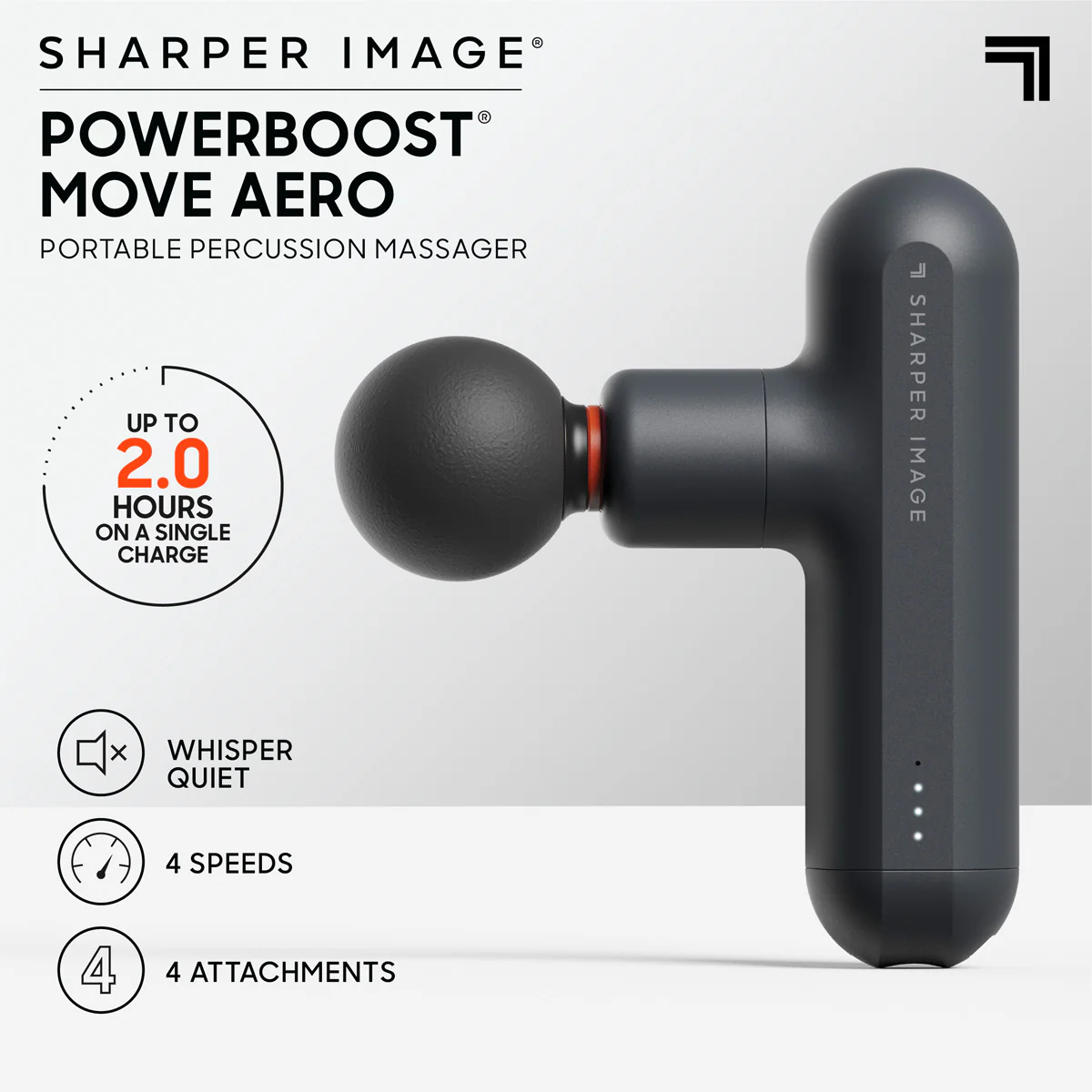 Powerboost Move Portable Percussion Massager Aero by Sharper Image - Image 8