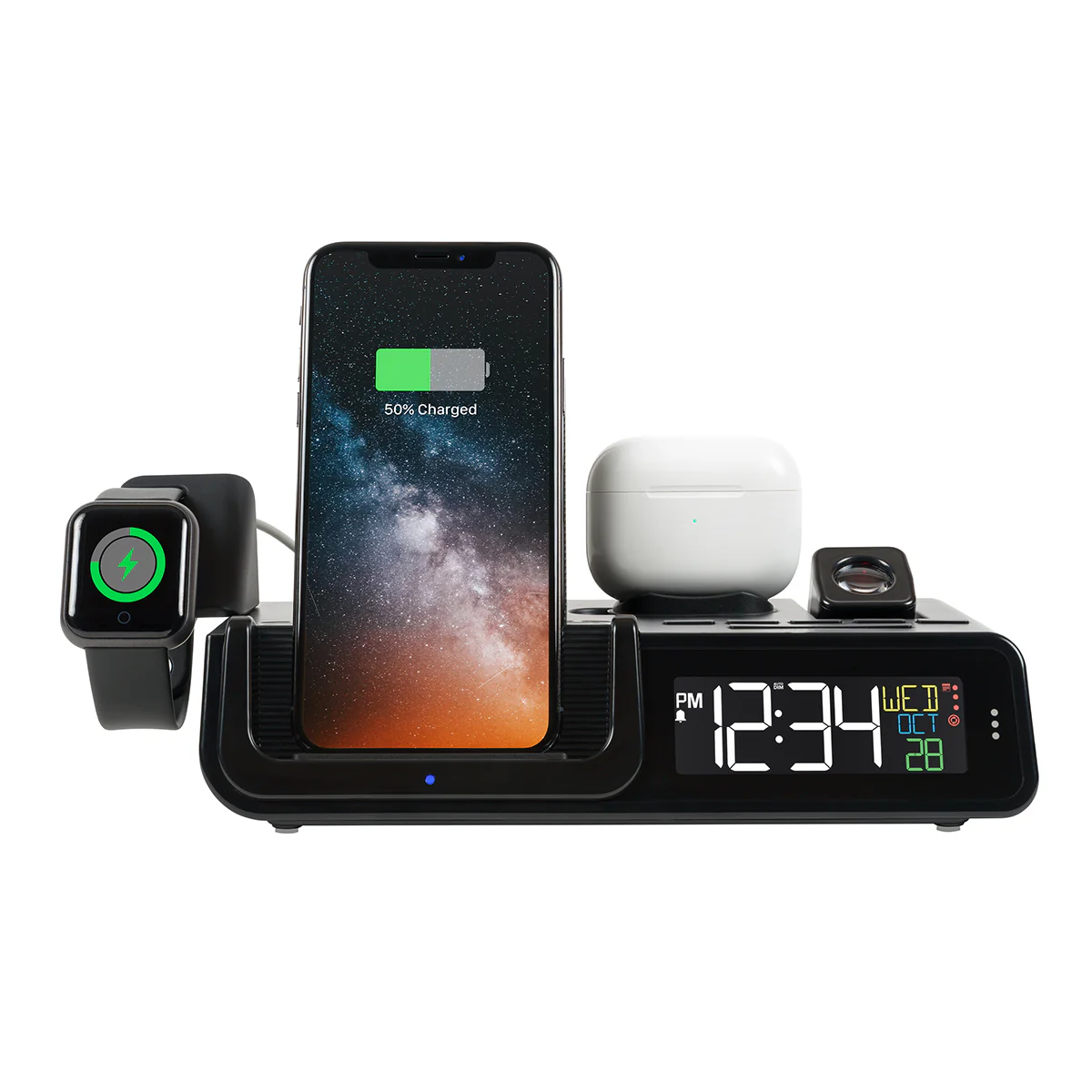 Projection Alarm Clock with Wireless Charging Station - Image 2