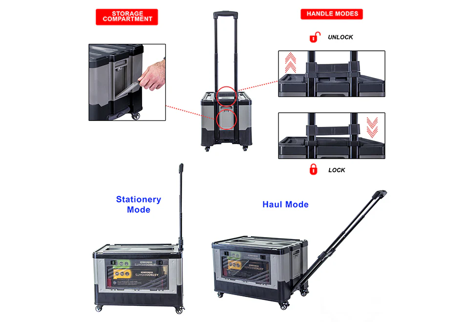 Quick Cart Extended Four Wheeled Rolling Crate - Image 4