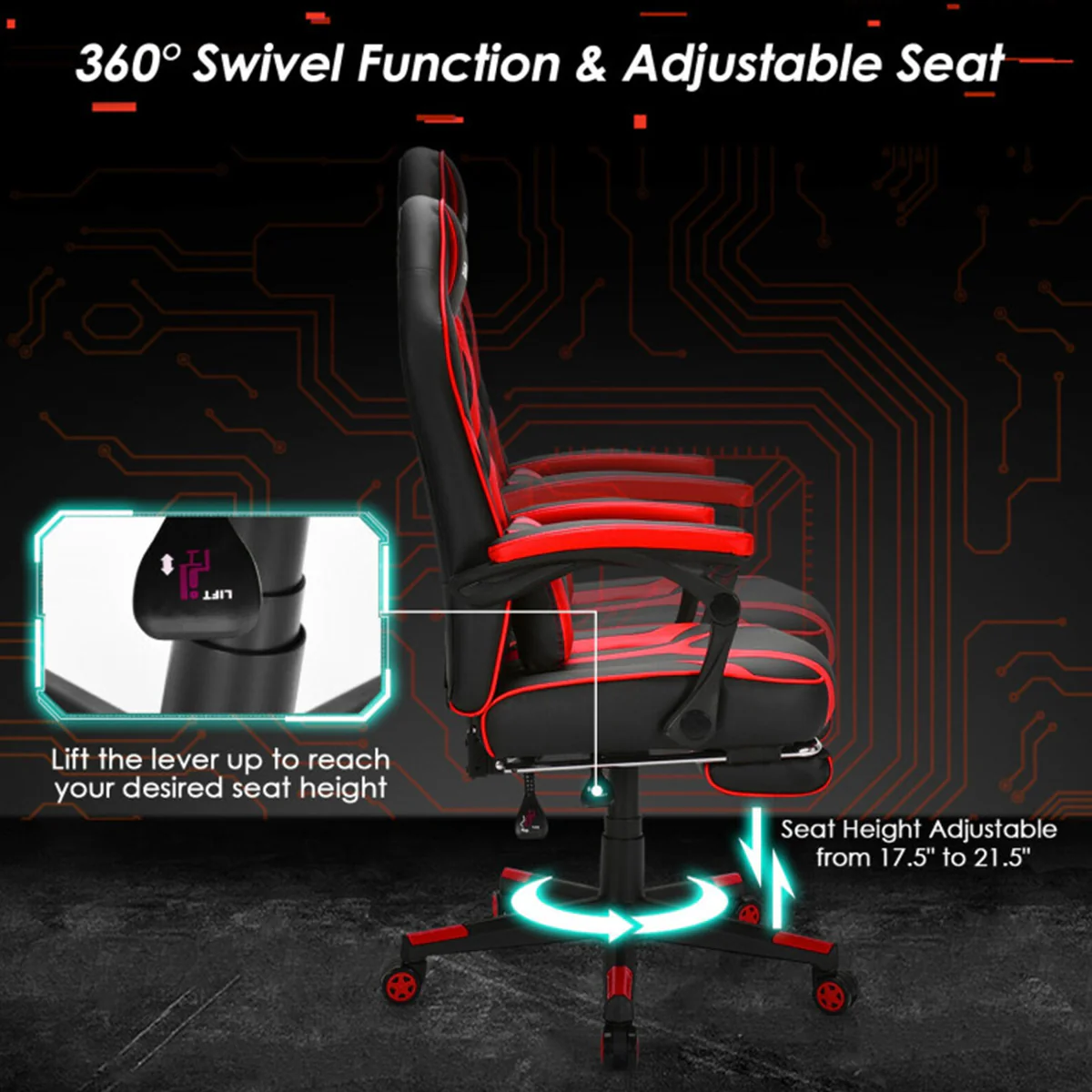 Racing Style Gaming Chair with Massaging Lumbar Support - Image 7