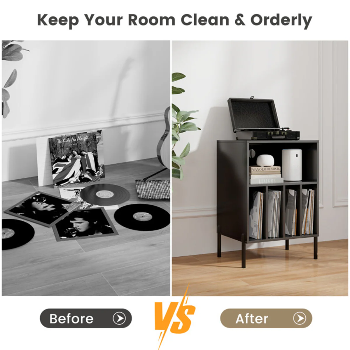 Record Player Storage Stand with Charging Station - Image 22