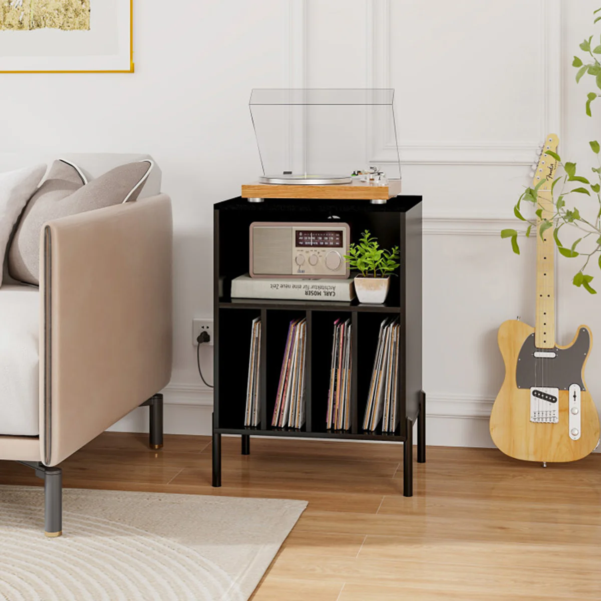 Record Player Storage Stand with Charging Station - Image 27